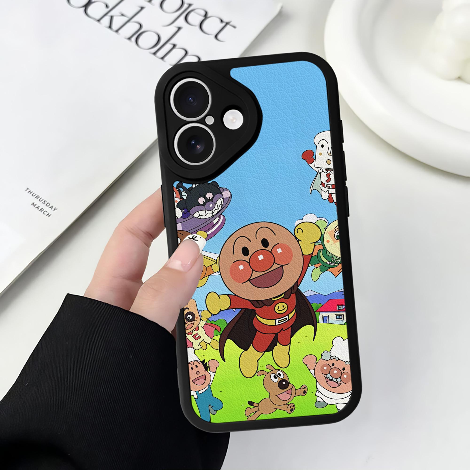 （画像用） アンパンマン Anpanman 【iPhone 16シリーズ対応】シリコンスマホケース（レザー調） 材質：シリコン